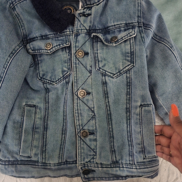 Urban Republic Blue and Black Denim Jacket with Sherpa Collar - Picture 8 of 10